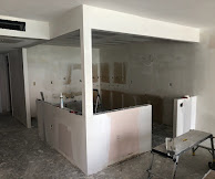 Drywall framing and partition walls before finishing